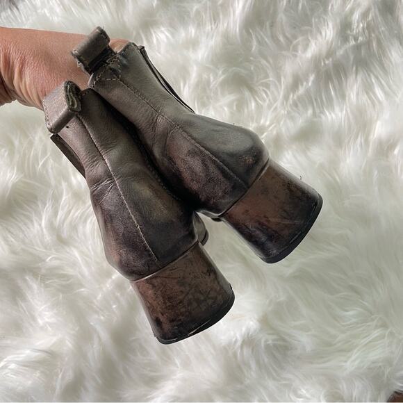 Freebird by Steven | FB Womens Dane Brown Leather Heeled Booties Boots Pull-On 7 - Picture 5 of 9